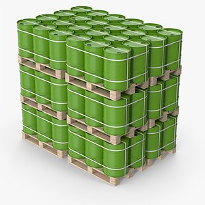 Stack Of Oil Drums On Wood Pallets