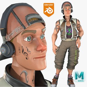 Cartoon Rigged Dancer Man-Merio Character 3D Model