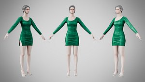 3D Dress 54 Emerald Velvet Green
