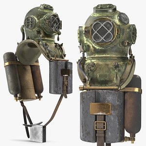 Vintage Diver Air Supply Unit with Twin Tanks Used 3D