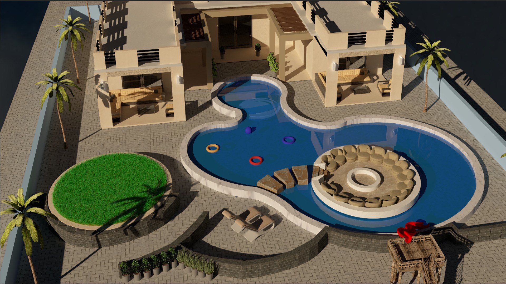 3D house with swimming pool model - TurboSquid 1714912