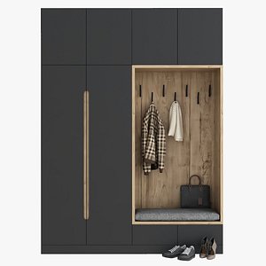 3D Hallway with clothes and shoes model