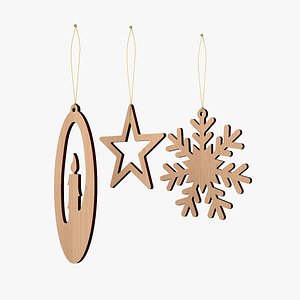 Wooden christmas balls V2 3D model