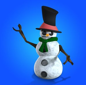 3D snowman snow rigged model