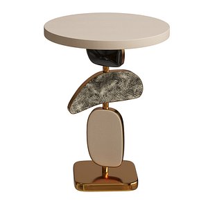 3D Shagreen Side Table with a Mobile Sculptural Base with Brass Accents  Kifu Paris