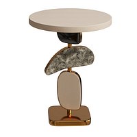 Shagreen Side Table with a Mobile Sculptural Base with Brass Accents  Kifu Paris