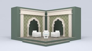 studio arabic islamic decor with sofa table for virtual event 3D model