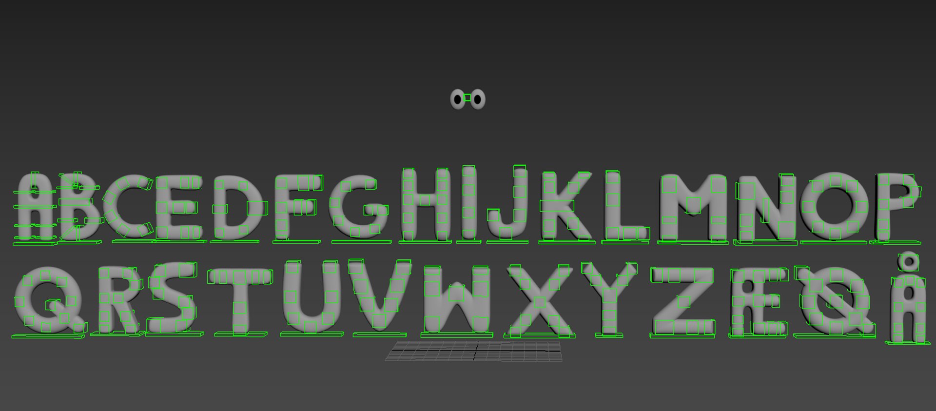 3d model advertising alphabet rigged