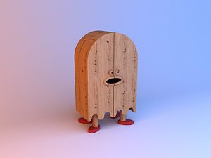 Wooden kids ghost cupboard 3D