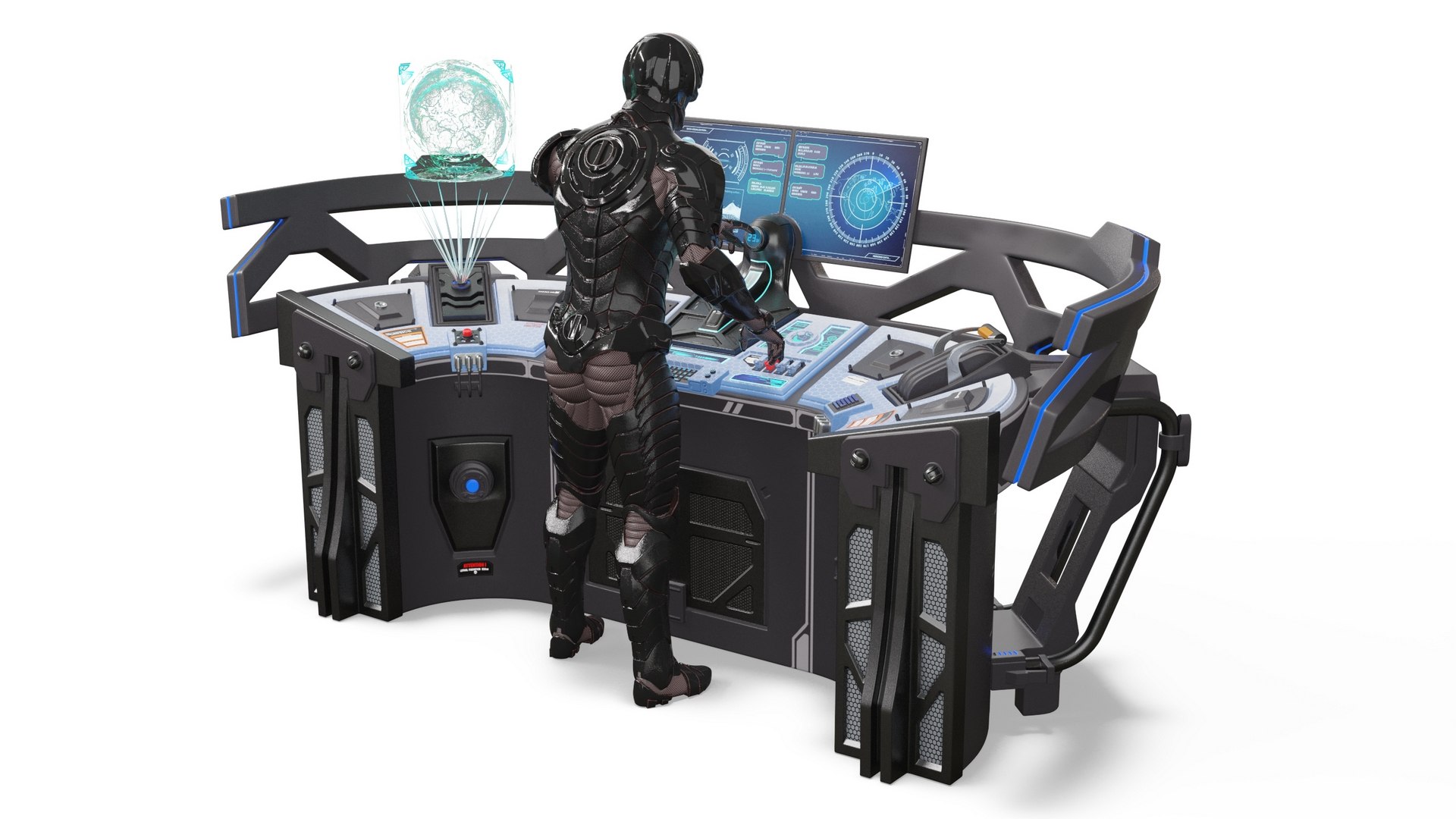 Futuristic Control Panel with Operator 3D model preview
