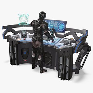 Futuristic Control Panel with Operator