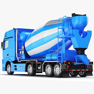 Detailed Concrete Mixer Truck Blue 3D model