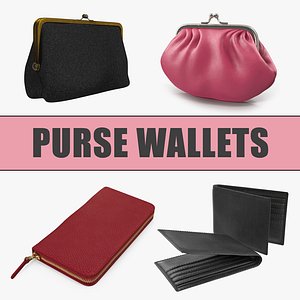 Purse Wallets 3D Models Collection