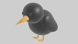 Crow Low Poly Cute Rigged and Animated 3D