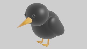 Crow Low Poly Cute Rigged and Animated