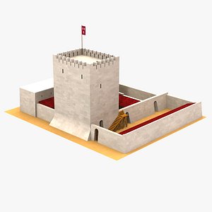 3D Crusaders Castle Station A 1200 AD model