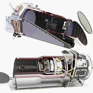 3D Spitzer Kepler Space Telescopes Cross Section v4 model