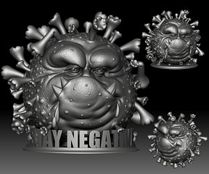 COVID-19 monster 3D printable Stay Negative STL