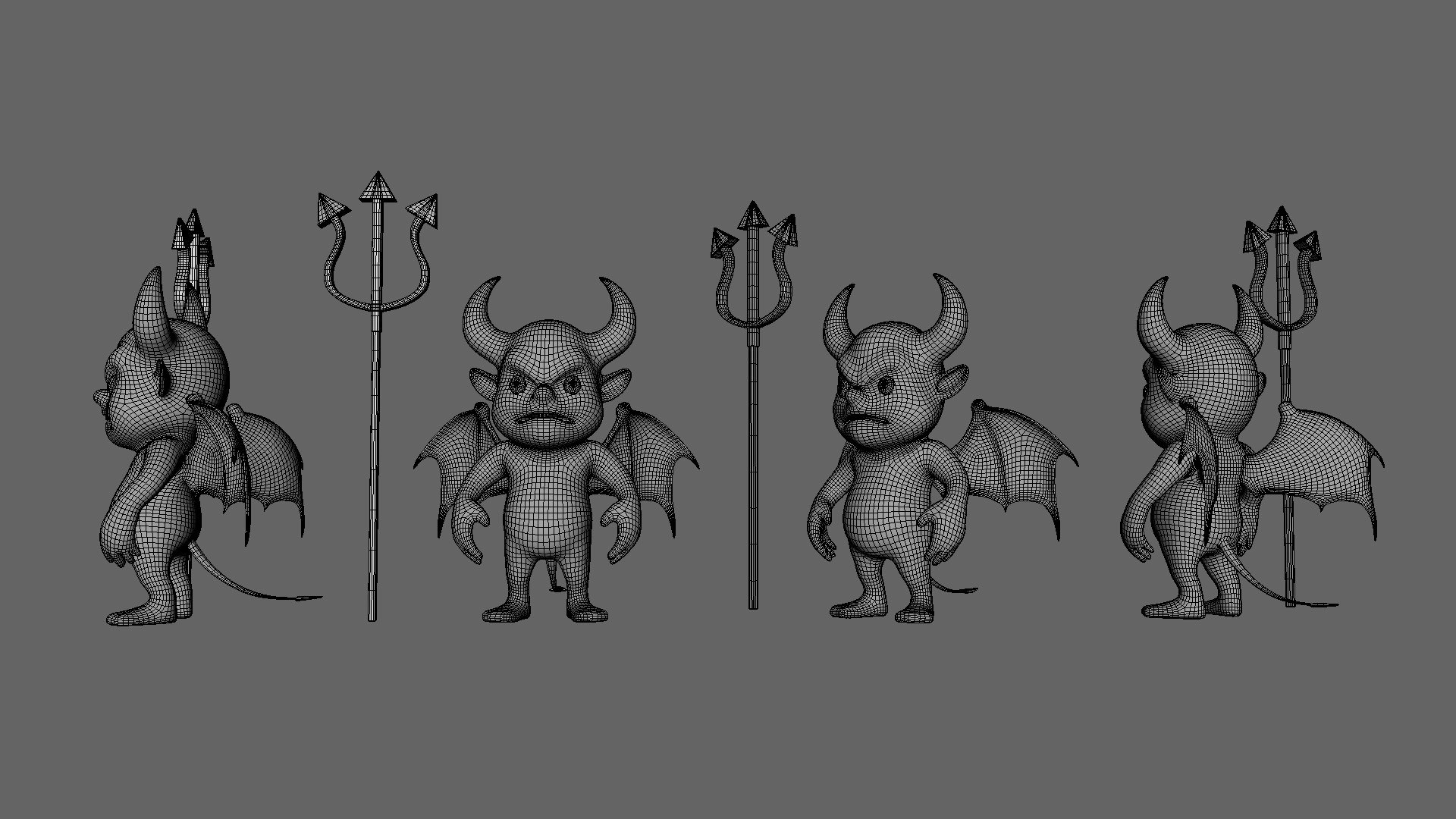 3D Little Demon With Horns And Wings Model - TurboSquid 2382571