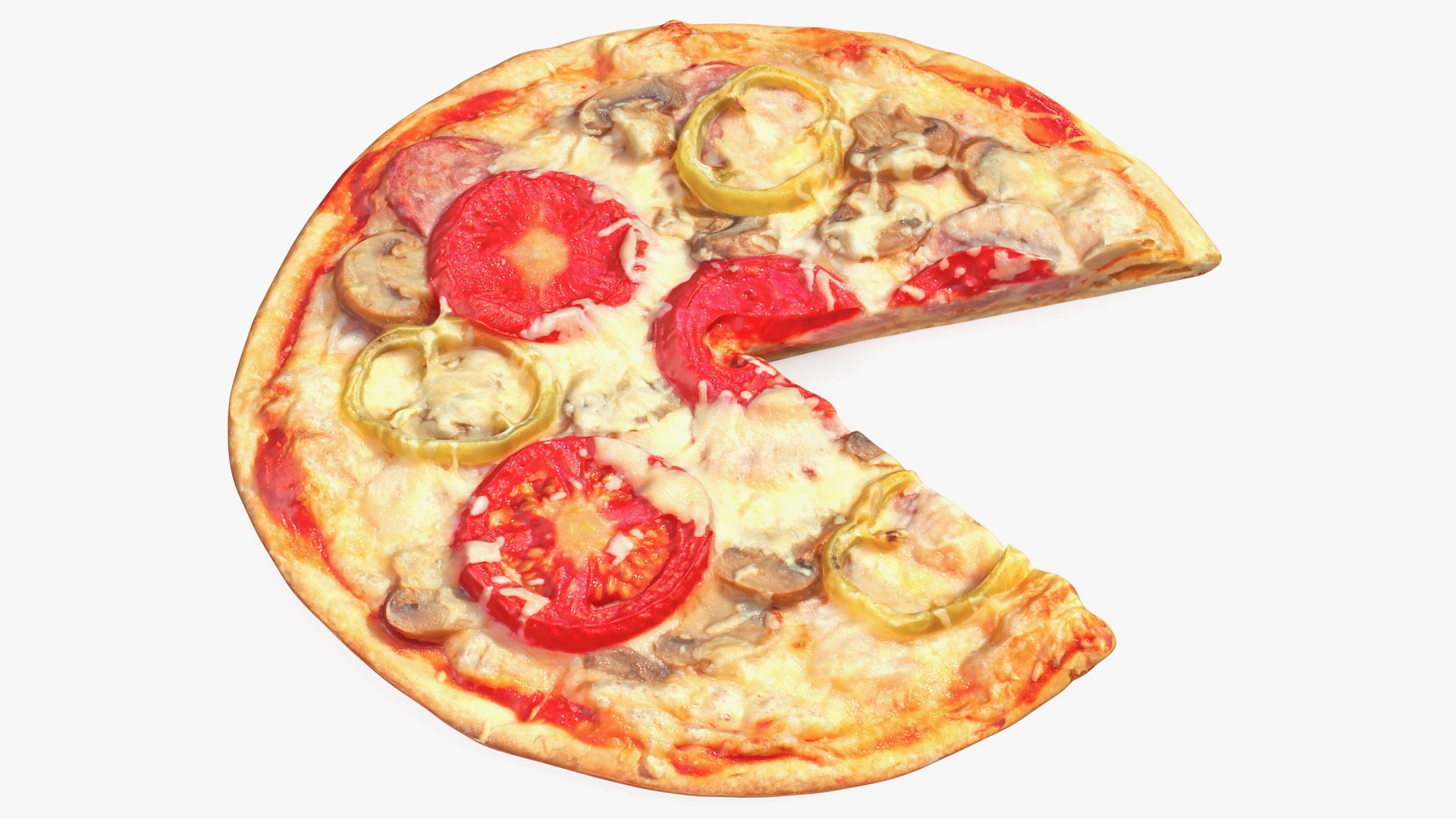 Pizza without One Slice 3D model preview