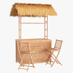 Bamboo beach wooden bar tiki