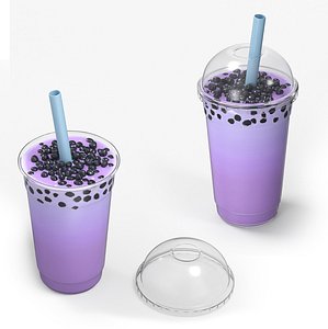 Berry Bubble Tea with Tapioca Pearls Purple