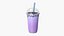 Berry Bubble Tea with Tapioca Pearls Purple 3D model