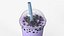 Berry Bubble Tea with Tapioca Pearls Purple 3D model