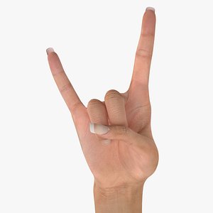 Female Hand 2 Rock And Roll Hand Gesture 3D Model