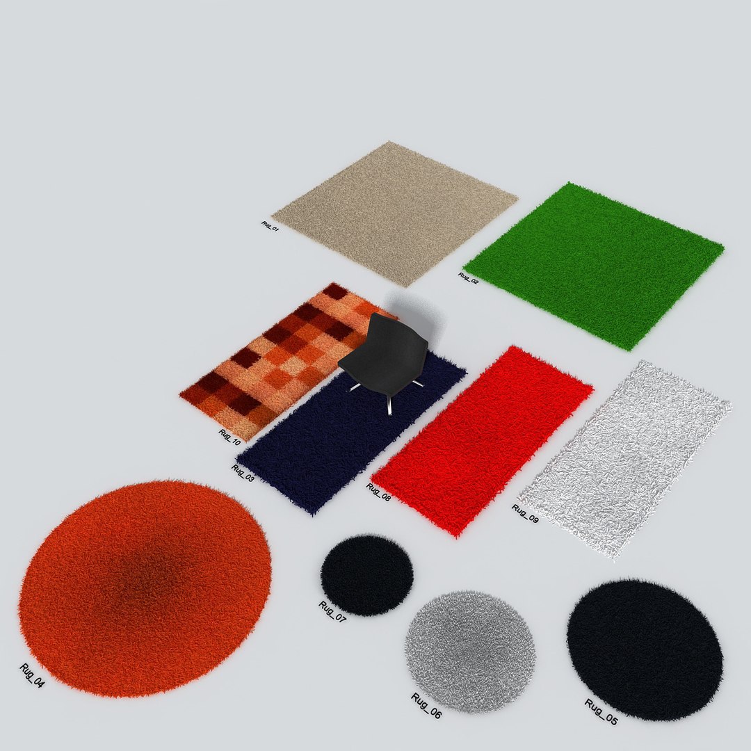 3d Model Fluffy Rugs Fur Hair