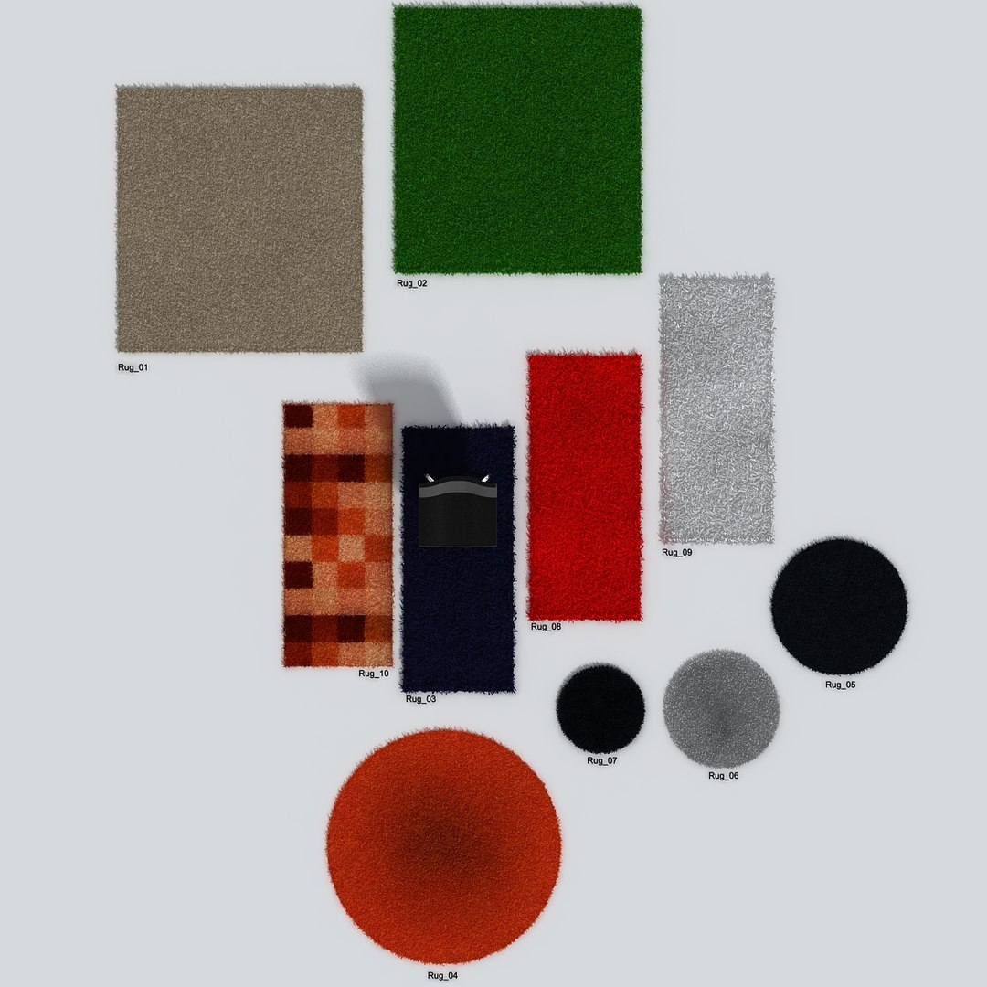 3d Model Fluffy Rugs Fur Hair
