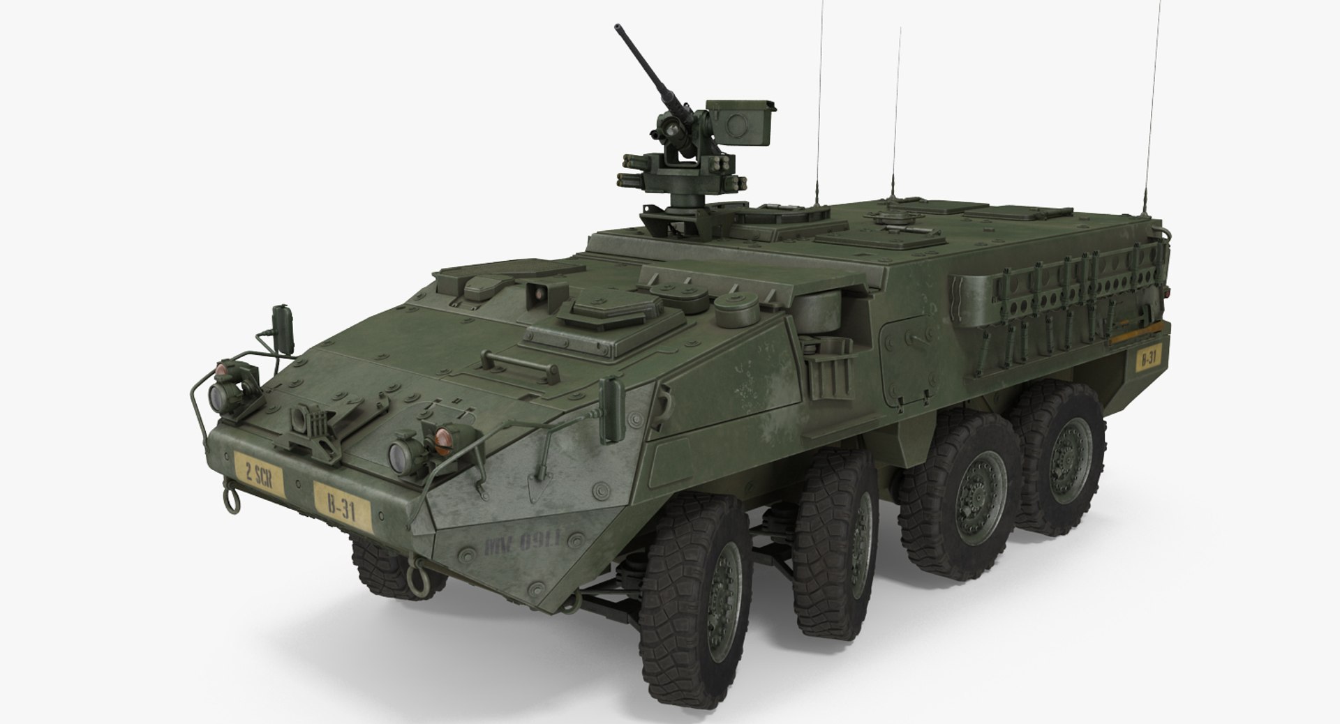 Interim Armored Vehicle Stryker M1126 Rigged 3D model preview