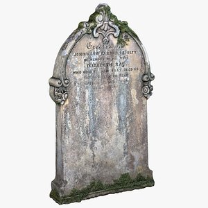 Ancient Mossy Old Gravestone Tombstone Realistic 3D model 3D model