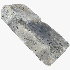 3D Realistic broken grey brick 3d scan in highpoly
