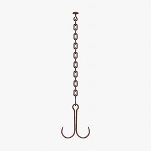 Rusty Double Hook Chain 3D model