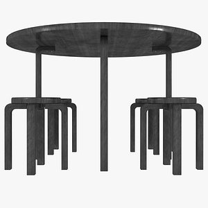 minimalist black mahogany artek 3D model