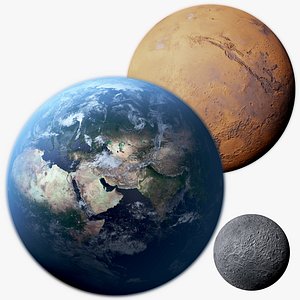 Mars Moon Earth Planets Photorealistic 32K Bundle