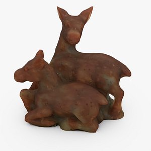 3d c4d chinese deer statuette