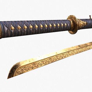 3D golden sword ready