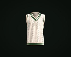Mens V-neck Loose Sleeveless Plain Knitted Striped Trim Cable Knit Sweater Vest