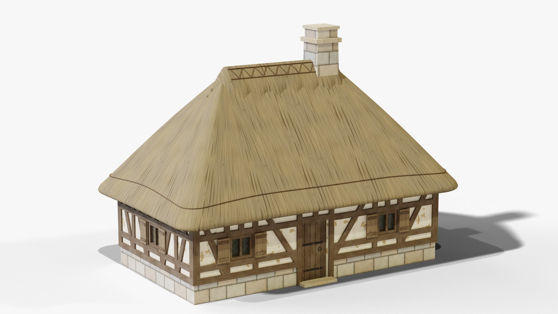 Medieval Thatched Cottage - Game Ready PBR model https://p.turbosquid.com/ts-thumb/pO/nqevEP/DJ/02_thatchedcottage_02_hero/jpg/1791625571/1920x1080/fit_q87/3b1850c498ec0543d85cd8a0739708778aa21f11/02_thatchedcottage_02_hero.jpg