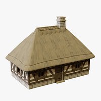 Medieval Thatched Cottage - Game Ready PBR