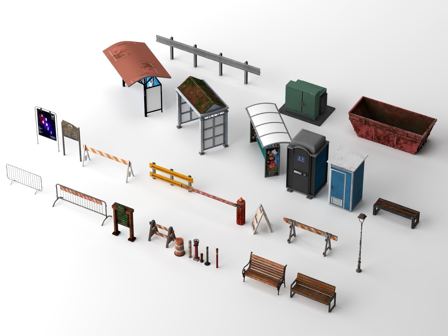 3D model Urban Infrastructure Bus Stop Barrier And Street Prop Set https://p.turbosquid.com/ts-thumb/pO/t1ZEJ2/Tw/12/jpg/1775309983/1920x1080/fit_q87/b9ca4cc4b6eec96054b010733a82e246017dc27b/12.jpg