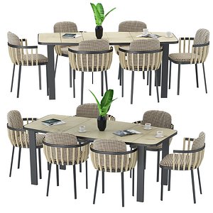 Swing dining armchair and table