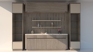 Contemporary Minimalist Buffet with Built-in Storage 3D model