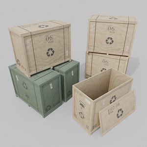3D Long and Tall Wooden Crate - Customizable Shipping Box model