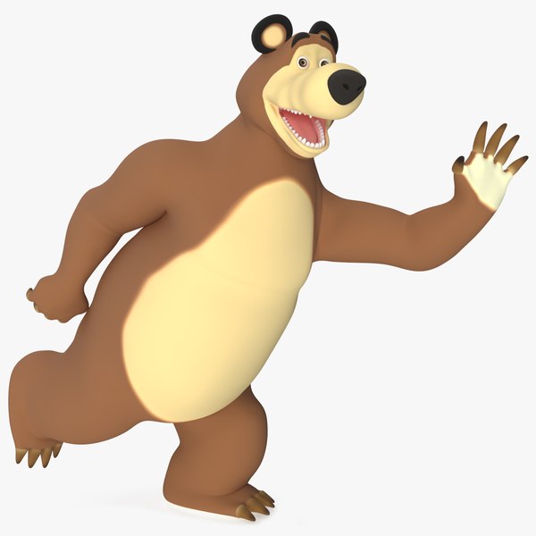 3D Bear Character from Children Cartoon Happy Pose