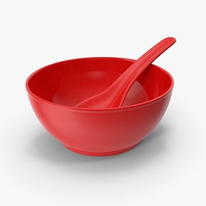 Chinese Bowl With Spoon 3D model