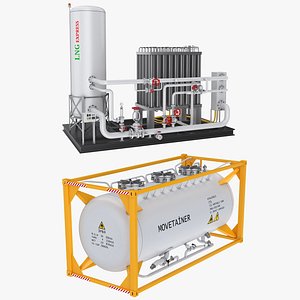 3D LNG Gas Filling Station and Tank model