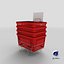 3D Hand Carry Shopping Baskets Plastic Handle Stack Red Black Blue and Green